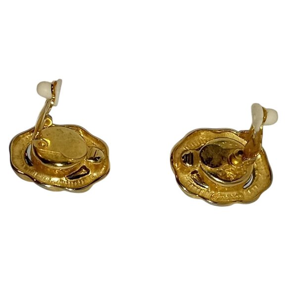 PARK LANE Signed Vintage Purple Cabochon Clip on Earrings Gold Tone Magnetic - Picture 9 of 9